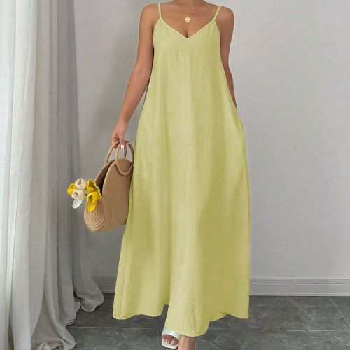 Robe longue ample à bretelles réglables blanches, tenue maxis - SHEIN - Modalova