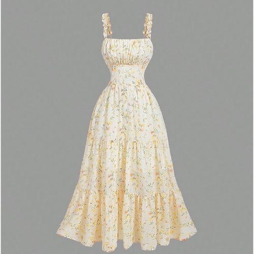 Robe mi-longue d'été fleuries, robe élégante - SHEIN - Modalova