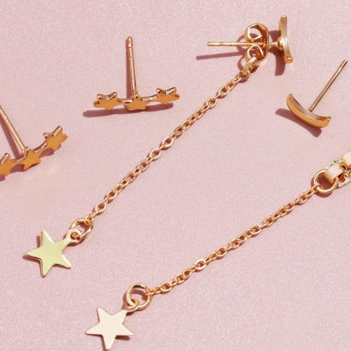 Pièces Boucles d'oreilles à détail étoile et lune - SHEIN - Modalova