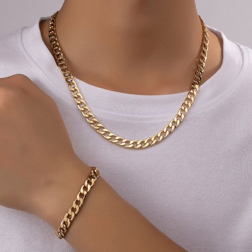 Pièce Épais Collier À Chaîne Et 1 pièce Épais Bracelet À Chaîne Set - SHEIN - Modalova