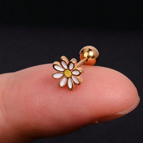 Paire de boucles d'oreilles à tige de style fantaisie marguerites. Petites boucles d'oreilles fleurs fraîches de couleur or. Adaptées pour le carti - SHEIN - Modalova