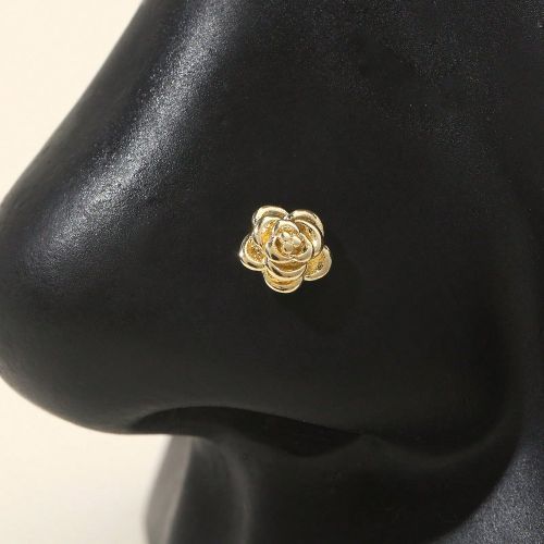 Pièce Piercing de nez en forme de L avec fleur de rose de 20 g, bijou de nez pour le port quotidien des s. Idéal pour la Saint-Valentin, la mère, l - SHEIN - Modalova