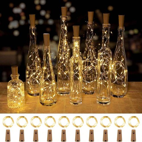 Pièces Lumières de bouteille de vin avec bouchon - 2M 20 LED à piles, mini guirlandes lumineuses en fil d'argent étanche pour bocaux, bouteilles d - SHEIN - Modalova