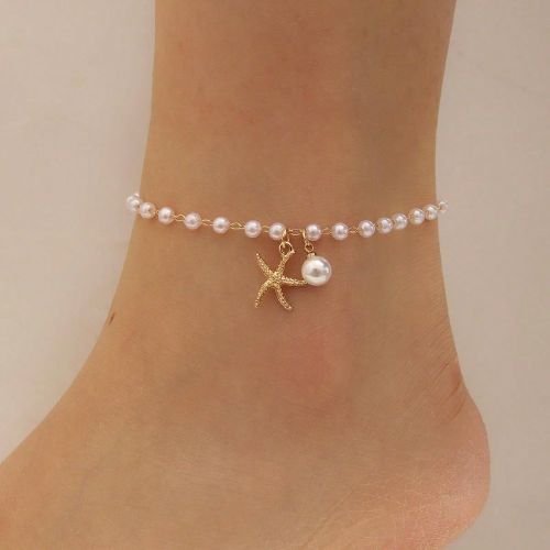 Pièce Style de plage océanique bohème Faux perle Conque Étoile de mer Bracelet de chevilles, convient pour la vie quotidienne, les cadeaux, les ac - SHEIN - Modalova