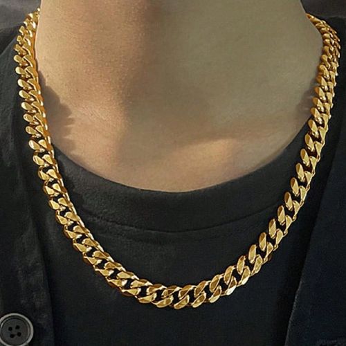 Pièce Collier vintage en or avec maillons ronds, collier chaîne cubaine dominateur style hip-hop avec chaîne épaisse personnalisée - SHEIN - Modalova