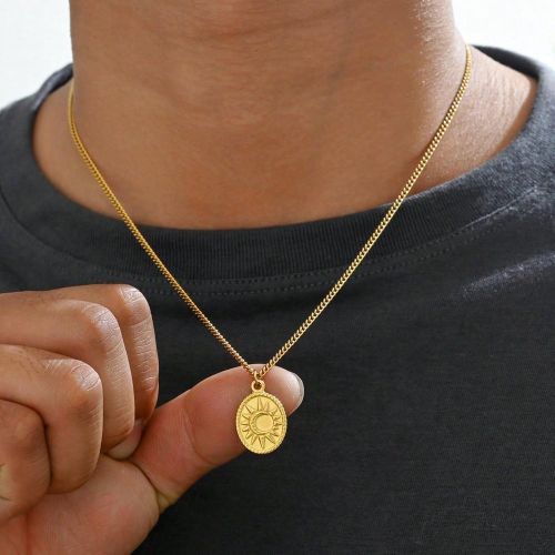 Pièce Collier pendentif de soleil en acier inoxydable élégant, bijoux quotidiens / de soirées - SHEIN - Modalova
