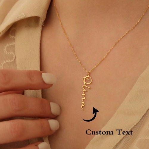 Collier personnalisé avec noms, pendentif vertical en lettre personnalisé. Collier en acier inoxydable, chaîne dorée. Cadeau, mode automne, simple - SHEIN - Modalova