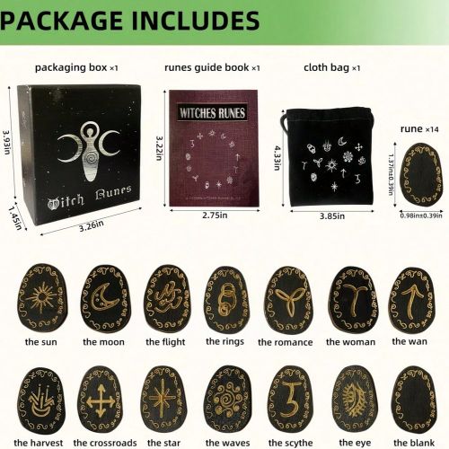 Pièces/set Ensemble de runes de sorcière avec guide et sac de rangement, set de runes pour débutants, divination guérison alchimie gravure sur boi - SHEIN - Modalova