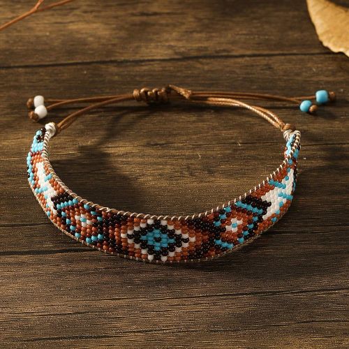 Pièce Bracelet Ajustable Tissé À La Main En Perles De Style Bohème, Vintage Et Fait Main Pour Les Vacances, Adapté Aux s Pour Un Usage Quotidien - SHEIN - Modalova