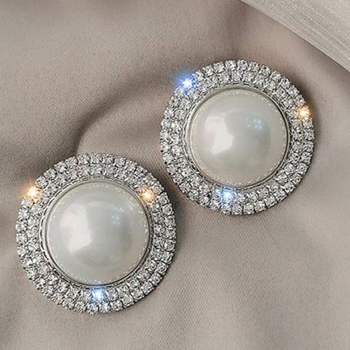 Pcs Clips d"oreille intégrés de fausse perle et de strass (non percés) Design élégant rond, adapté à la tenue quotidienne des s et aux boucles - SHEIN - Modalova