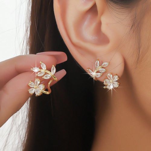 Pièces à la mode personnalisées étincelantes micro-incrustées en zircone cubique en forme d'étoile à huit branchess, boucles d'oreilles grimpeu - SHEIN - Modalova