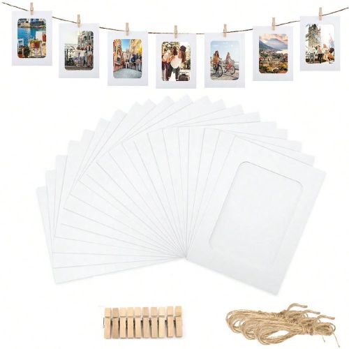 Pièces/1 set - Cadre photo en papier, guirlande de pinces à cadre photo en papier vibrant - Cadre photo suspendu en papier kraft pour afficher des p - SHEIN - Modalova