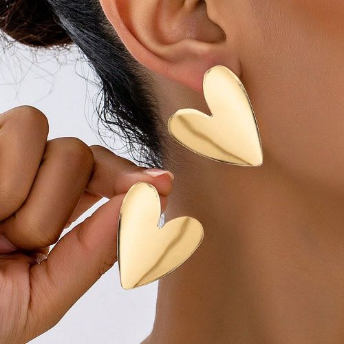 Paire de boucles d'oreilles métalliques en forme de cœur à la mode. Bijoux pour la Saint-Valentin, pour la mère, la fête des mères, cadeau - SHEIN - Modalova