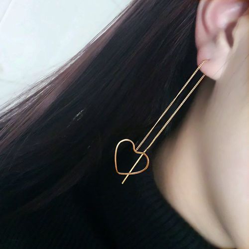 Boucles d'oreilles en chaîne avec cœur creux - SHEIN - Modalova