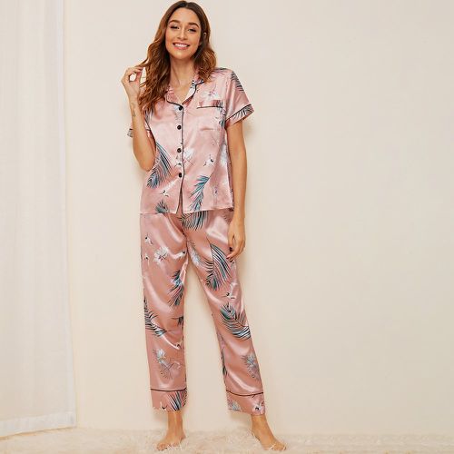 Ensemble de pyjama en satin avec imprimé tropical - SHEIN - Modalova