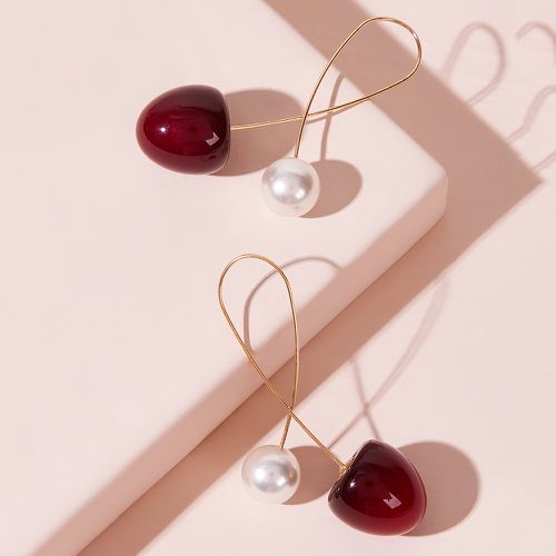 Boucles d'oreilles à design de cerise avec fausse perle 1 paire - SHEIN - Modalova