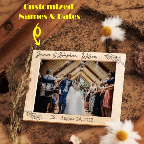 Cadre photo personnalisé pour mariage avec nom et texte, cadre photo de fiançailles personnalisé, modèles verticaux et horizontaux universels, cad - SHEIN - Modalova