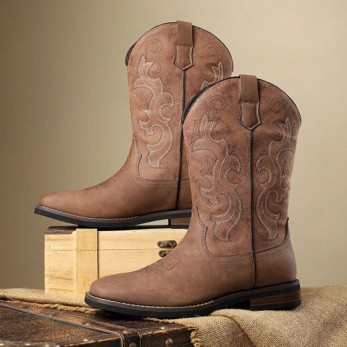 Nouvelles bottes cowboys à la pointe hautes, style western, bottines à zip latéral, bottes d'équitation haute, automne/hiver - SHEIN - Modalova