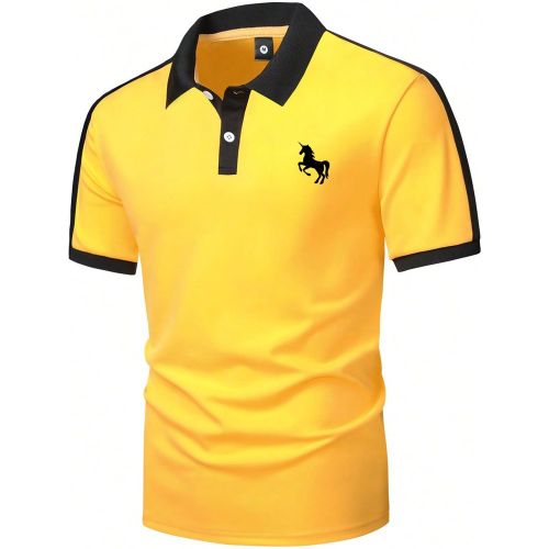 Nouveau t-shirt à manches courtess d'été, polo blocs de couleurs, impression personnalisée de motif poney, polo de loisirs et de sport, chemise Pa - SHEIN - Modalova