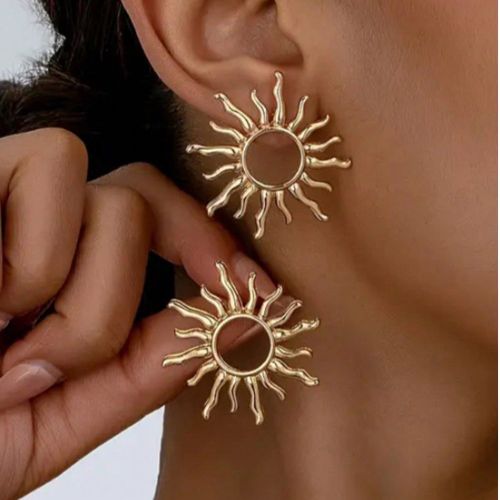 Paire de boucles d'oreilles puce élégantes et à la mode avec tournesol personnalisé - SHEIN - Modalova