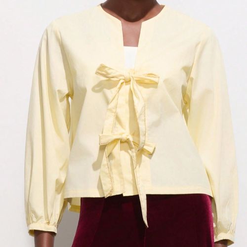 Chemise jaune beurres avec décoration de nœud - SHEIN - Modalova