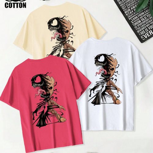 T-shirt décontracté à col rond en coton, imprimé Venom Possessed Gru, haut polyvalent printemps/été, haut à manches courtes doux et respirant, - SHEIN - Modalova