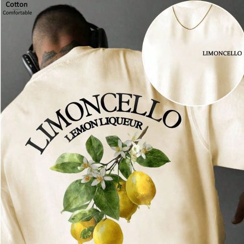 T-shirt côtelé 100% coton unisexe, imprimé de lettres anglaises, motif fruit citron décontracté, doux et confortable à manches courtes, convient - SHEIN - Modalova