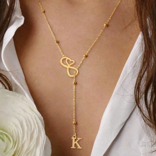 Pièce Collier cœur infini plaqué or 18 carats en acier inoxydable, collier simple avec 26 lettres anglaisess, cadeau pour maman (il est recommandé - SHEIN - Modalova