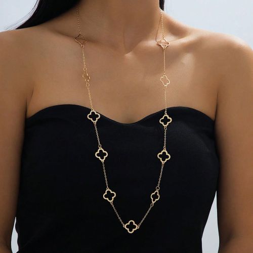 Pièce Collier de chaîne à trèfle à quatre feuilles creux, style vintage minimaliste élégant, convient pour la plage, les fêtes, les banquets e - SHEIN - Modalova