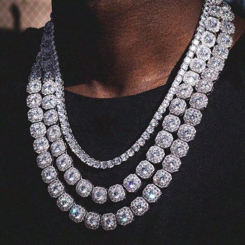 Collier chaîne cubaine à maillons sertis de luxes et femmes, orné de cristaux zirconés étincelants. Collier chaîne tennis style hip hop, bijoux - SHEIN - Modalova