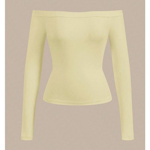 Couleur Unie Décontractée Col Épaules Dénudées Manche Longue Ajustée Top Normal - SHEIN - Modalova
