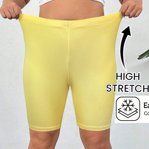 Short décontracté ajusté respirant jaune grande taille, printemps/été - SHEIN - Modalova