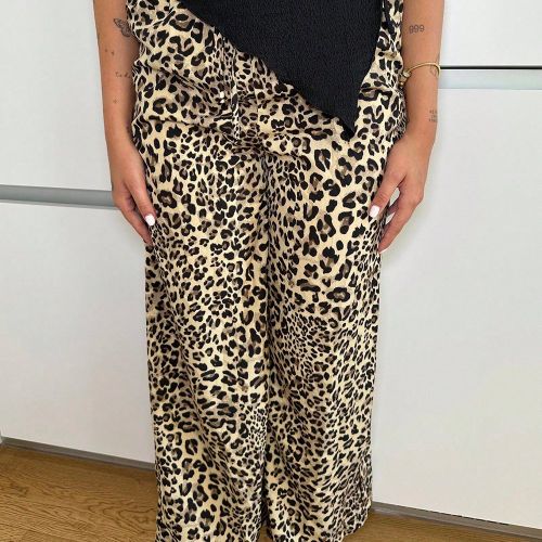 Pantalon large à imprimé léopard - SHEIN - Modalova