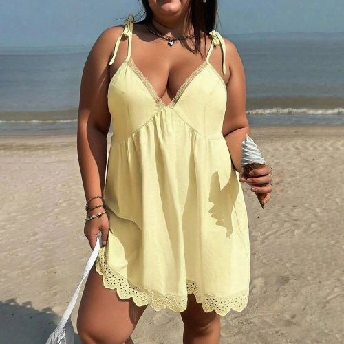 Robe sans manches grande taille, convient pour les vacances d'été et la plage - SHEIN - Modalova