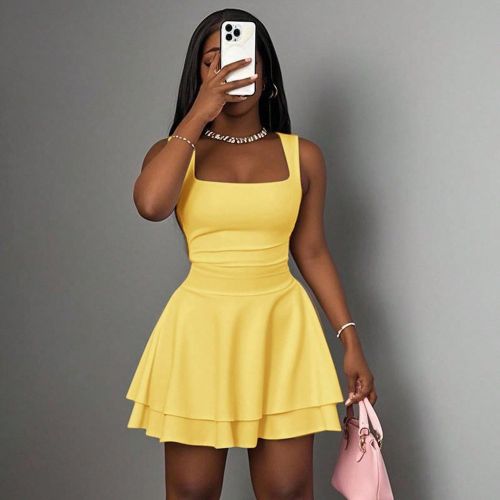 Nouvelle robe mini blanche sans manches à volants, style décontracté, vacances, romantique, basique, de rue, quotidien, sexy, élégant, bureau, fà - SHEIN - Modalova