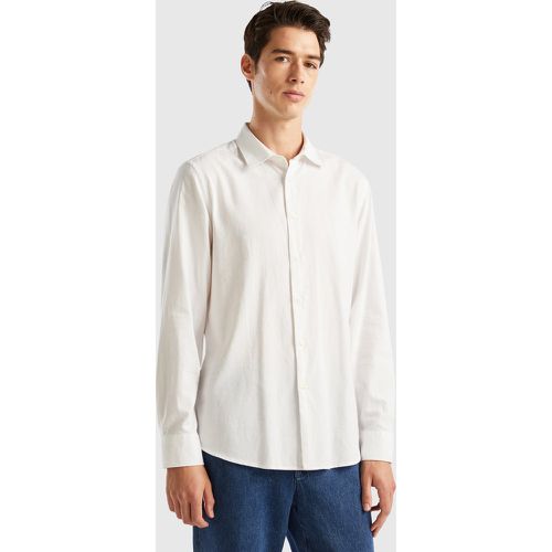 Benetton, Chemise Ajustée En Flanelle, taille XXXL, Blanc - United Colors of Benetton - Modalova