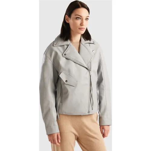 Benetton, Blouson Biker En Tissu Enduit, taille S, Gris Clair - United Colors of Benetton - Modalova