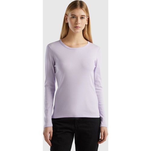 Benetton, T-shirt Manches Longues En Pur Coton, taille L, Lilas - United Colors of Benetton - Modalova