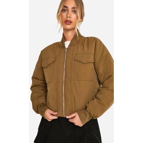 Blouson Bomber En Nylon À Détails Côtelés - 36 - boohoo - Modalova
