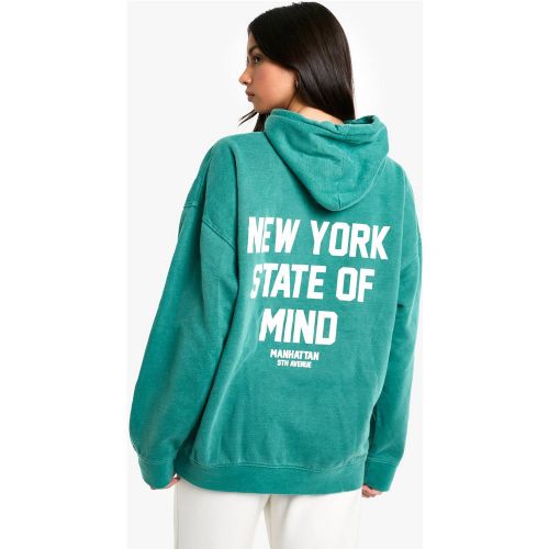 Overdye Ny State Of Mind Sweat À Capuche Oversize - S - boohoo - Modalova