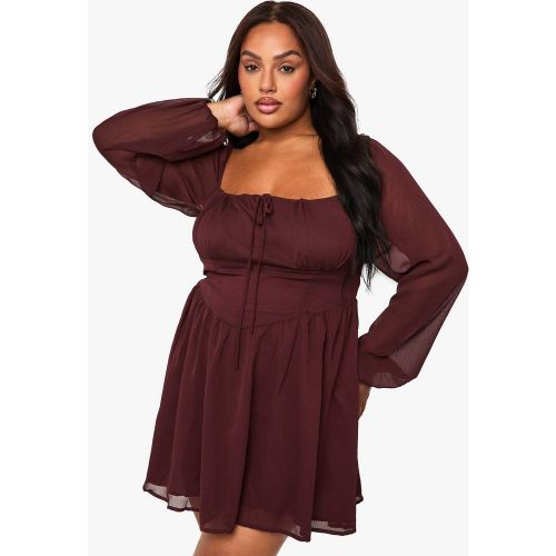 Plus" Chiffon Blouson Skater Dress - 44 - boohoo - Modalova