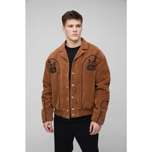 Tall - Veste western en synthétique à broderie - 2XL - Boohooman - Modalova