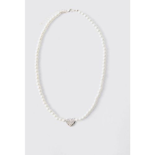 Collier perlé à pendentif cœur - ONE SIZE - Boohooman - Modalova