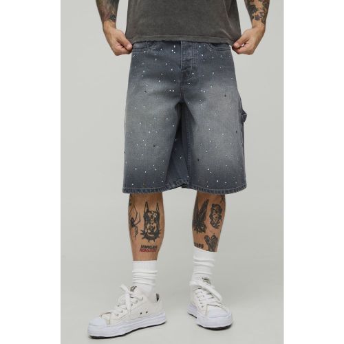 Bermuda long surteint à strass - 28 - Boohooman - Modalova