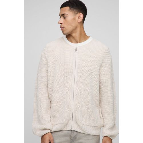Cardigan côtelé zippé en maille - S - Boohooman - Modalova