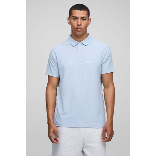 Polo piqué brodé à manches raglan - S - Boohooman - Modalova