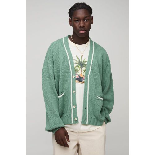 Cardigan oversize à surpiqûres - MAN - S - Boohooman - Modalova