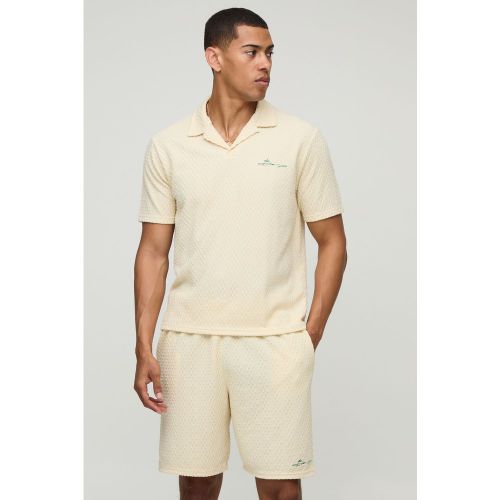 Ensemble brodé avec polo texturé et short - S - Boohooman - Modalova