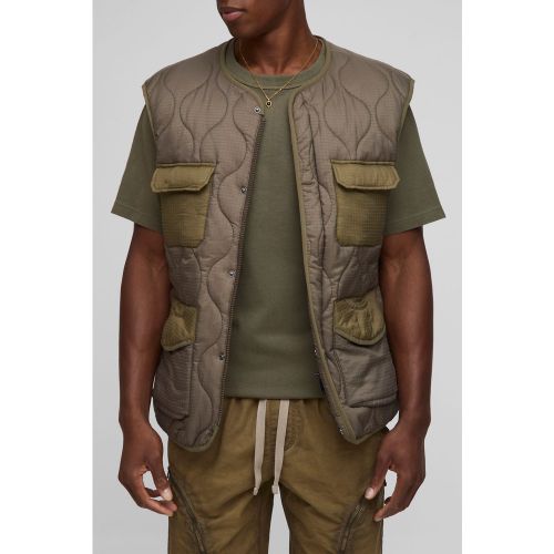 Veste sans col color block matelassée - S - Boohooman - Modalova