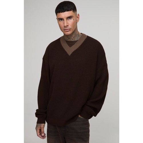 Tall - Pull oversize à col V - 2XL - Boohooman - Modalova